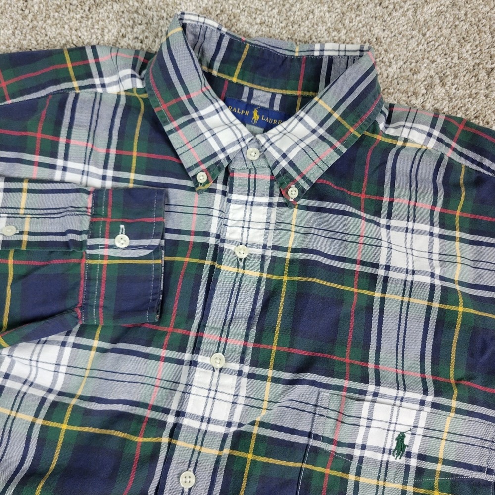 Ralph Lauren Mens 2XLT Multicolor Plaid Pony Button Down Long Sleeve